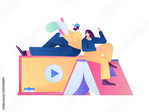 Education and learning people flat vector concept hand drawn illustration
