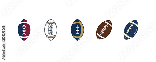 Minimal American Football Ball Logo Collection Set for Rugby, Gridiron, Sports Team, League, Championship, Academy, Athletic Branding, Mascot, Badge, Emblem, Identity Vector Icons