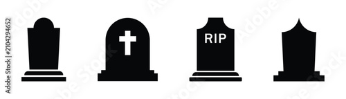 Foto Hand drawn tombstone icon Vector logo isolated on white background