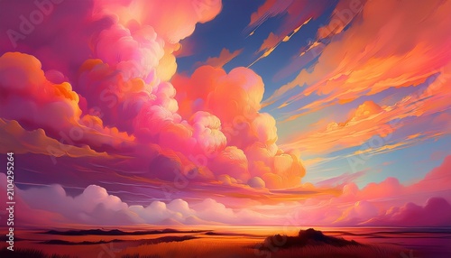 Sunset Hues Paint A Fluffy Pink And Orange Cloud Pink Orange