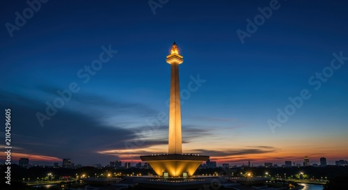 Monas National Monument at Dusk.