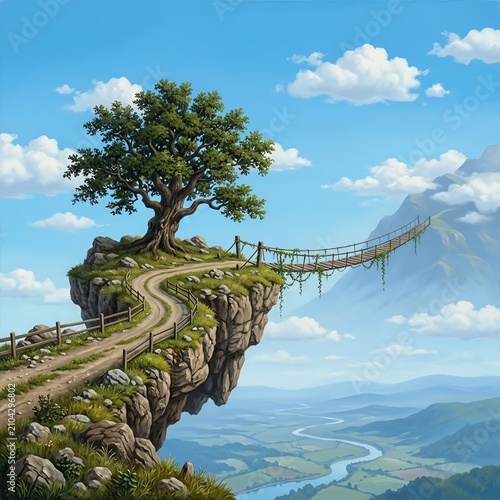 Floating Island Treehouse and Rope Bridge to Mountains