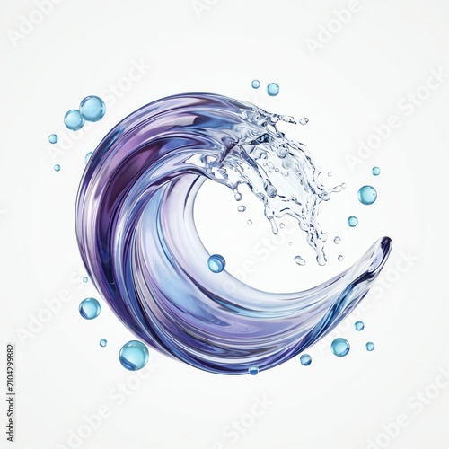 Abstract Water Wave Splash with Bubbles