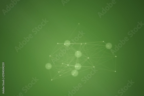 Obraz na płótnie Abstract Network of Points and Lines on Green Background