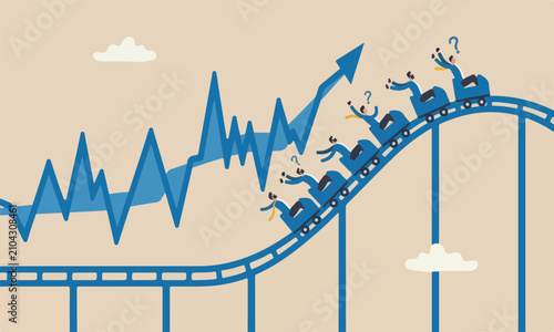 Photos Investment of, stock market fluctuation rising up and falling down concept, peop
