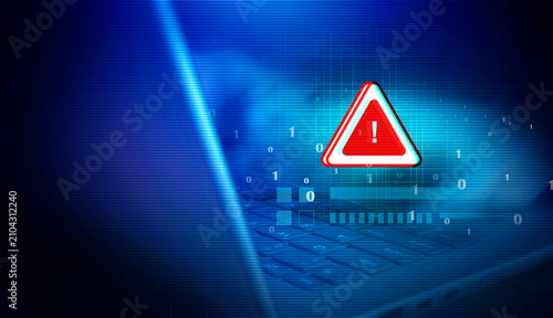 Malware attack virus alert , malicious software infection , cyber security awareness training to protect business information from threat attacks