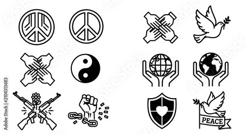Peace and Harmony Symbols Vector Set