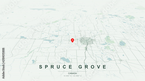 Modern minimalist vector map of Spruce Grove, Alberta. High-quality scalable illustration of Spruce Grove geographic boundaries within Parkland County for posters design.