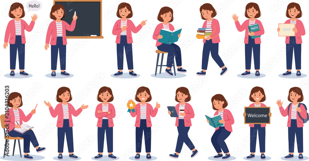 Obraz premium Business People and Happy Families Group Cartoon Character Set with Children, Students Team Friendship Vector Illustration