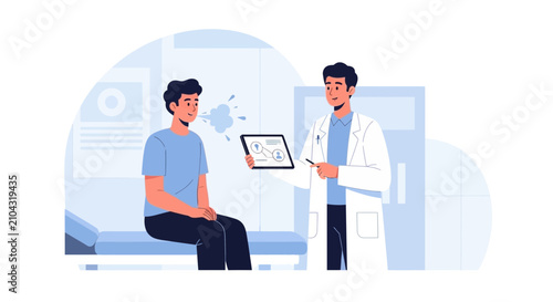 Doctor Consulting Patient on Tablet in Clinic, Healthcare Consultation