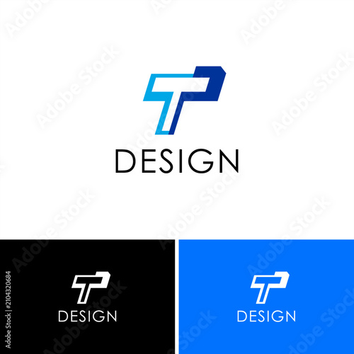 Modern TP Letter Logo Design Vector Abstract Blue Geometric Monogram Icon for Technology Corporate Business Branding Identity