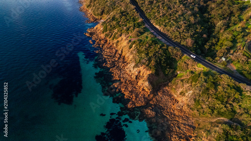 Mount Martha Coastal Road Winding Along Turquoise Waters, Australia
