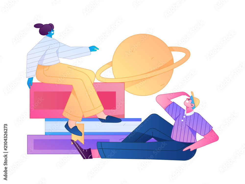 Naklejka premium Education and learning people flat vector concept hand drawn illustration 