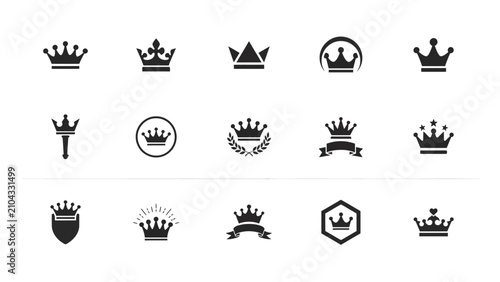 Foto Elegant royalty crown icons set with modern minimalist design elements for brand