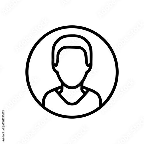 Minimalist black human profile silhouette on white background head avatar