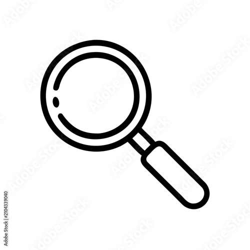 Minimalist black silhouette of a magnifying glass for search functionality search minimalist black and white