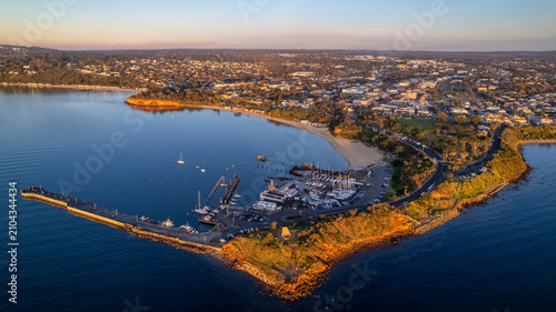 Bild auf Leinwand Mornington Pier on the Mornington peninsula - Aerial Drone view