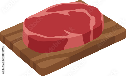 Raw Beef Steak Resting Upon A Wooden Cutting Board For Meal Preparation Purposes Or Culinary Use Within A Professional Kitchen Setting Showcasing Protein Rich Food Ingredients Ready For Cooking
