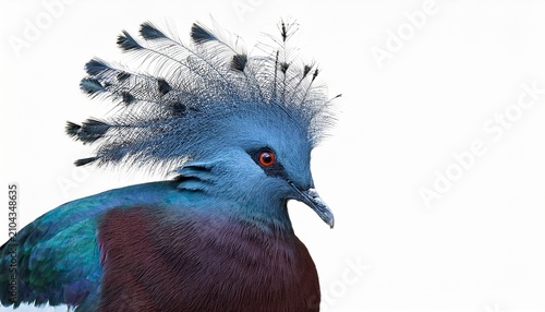 Victoria Crowned Pigeon Bird With Elegant Blue Crest Plumage Isolated On Transparent Background