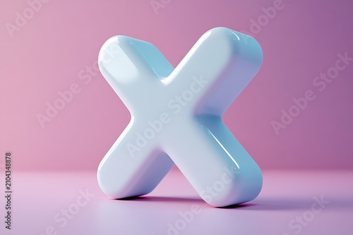 Large, glossy white 'x' on pink background, cross symbol
