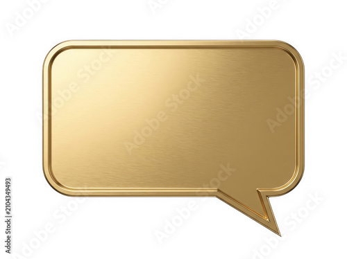 3d rendering of a golden speech bubble isolated on transparent background