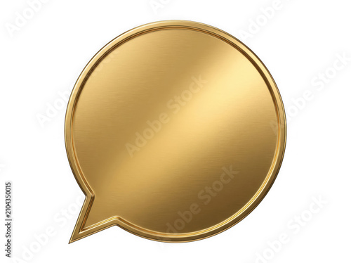 3d render of a gold speech bubble isolated on transparent background