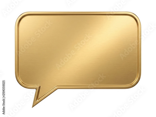 3d render of a golden speech bubble isolated on transparent background