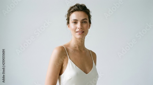Sophisticated portrait of a woman captured in a simple environment enhanced by soft natural light