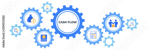 Cash flow banner website icon vector illustration concept for business and finance circulation with icon of money, income, profit, economy, analysis, business, and value.