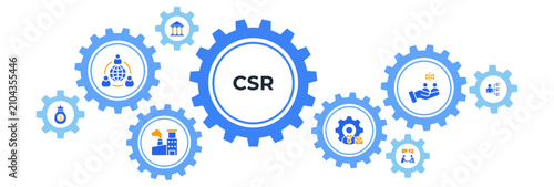 CSR Banner web icon solid vector illustration for business and organization, Corporate social responsibility, and giving back to the community