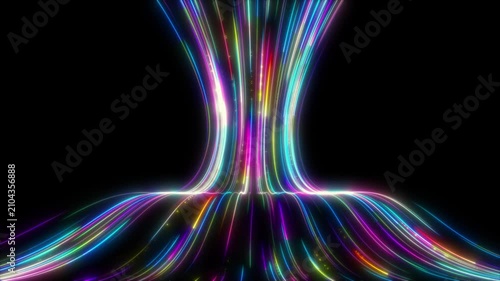 Colorful Neon Speed Lines and Glowing Light Streaks in Hourglass Shape Seamless Loop 4K Motion Background