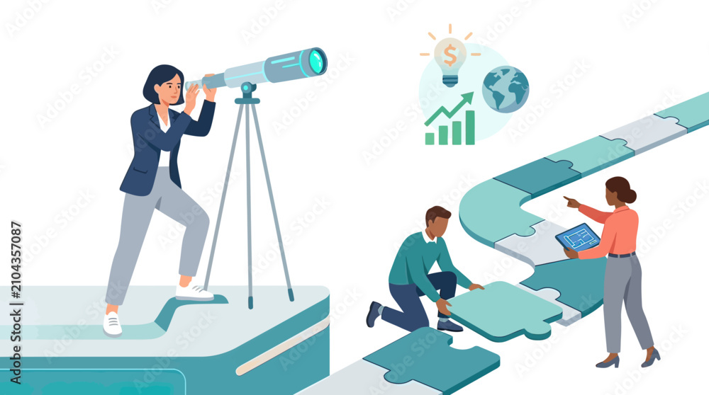 Fototapeta premium Visionary Executive Businessman Using Advanced Digital Technology Interface for Global Corporate Strategy