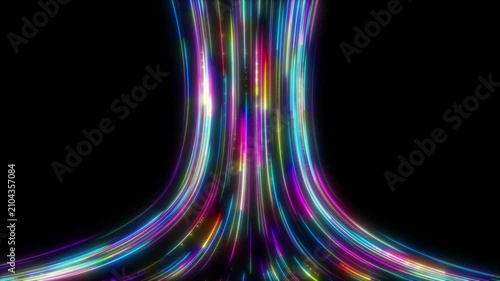 Colorful Neon Speed Lines and Glowing Light Streaks Cascading Downward Seamless Loop 4K Motion Background
