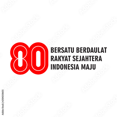 Indonesian 80 years independence day typography vector
