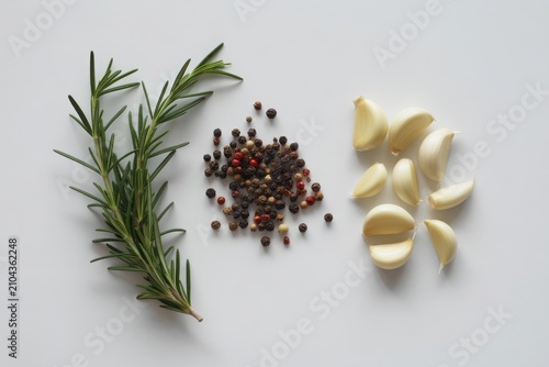 Natural elements: plant, berries, and citrus fruit with a small bowl