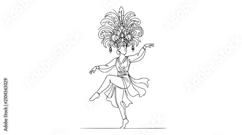 Tableau sur toile Elegant Dancer in Elaborate Headdress Performing Traditional Dance