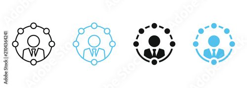 Fotografie Person responsibility and leadership network icon set