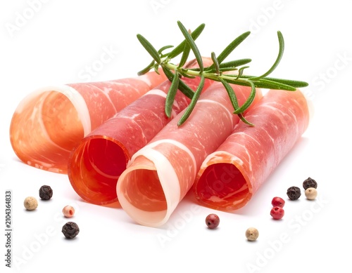 Cured Ham Rolls with Isolated.