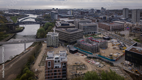 Konstfotografi Aerial view of regeneration in Sunderland from drone