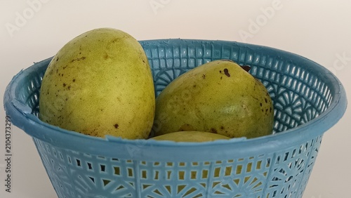 Fresh Ripe Mango Isolated on White Background with Natural Tropical Fruit Detail for Healthy Food, Nutrition, and Product Photography