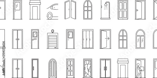 Collection of Various Door Types and Symbols for Home and Building Design Projects