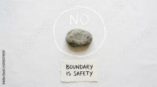 Stone inside chalk circle with no boundary is safety text