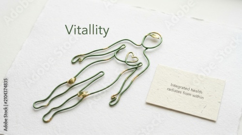 Wire figure representing vitality with a heart symbol