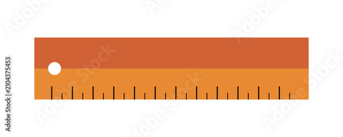 School ruler. Flat cartoon style. Cute stationery. Ruler. Children and artist Ruler. Kids vivid painting tool. Back to school. School office stationery supplies. Scrapbooking element. Vector 