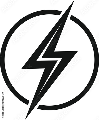 Bold lightning bolt in circle logo design energy and power symbol