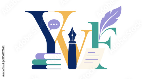Education Concept With Books And Quill Pen.