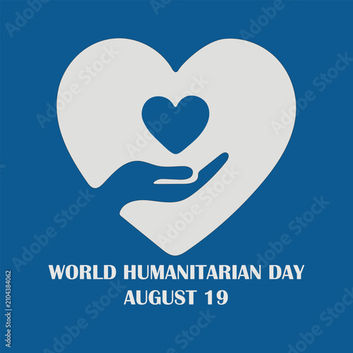 World Humanitarian Day Helping Hand Heart Awareness Vector Illustration Design