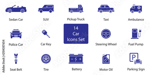 Car and Auto Service Filled Icons Set