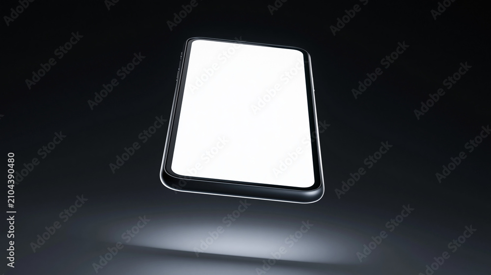 Fototapeta premium Floating Smartphone Mockup with Blank Screen on Dark Background for Creative Use