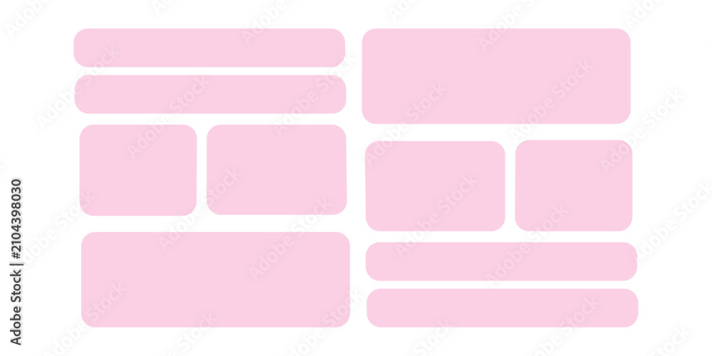 Fototapeta premium Pink color modern liquid bento grid collage frame effect UI panel template design. Web interfaces surface UI UX design.
